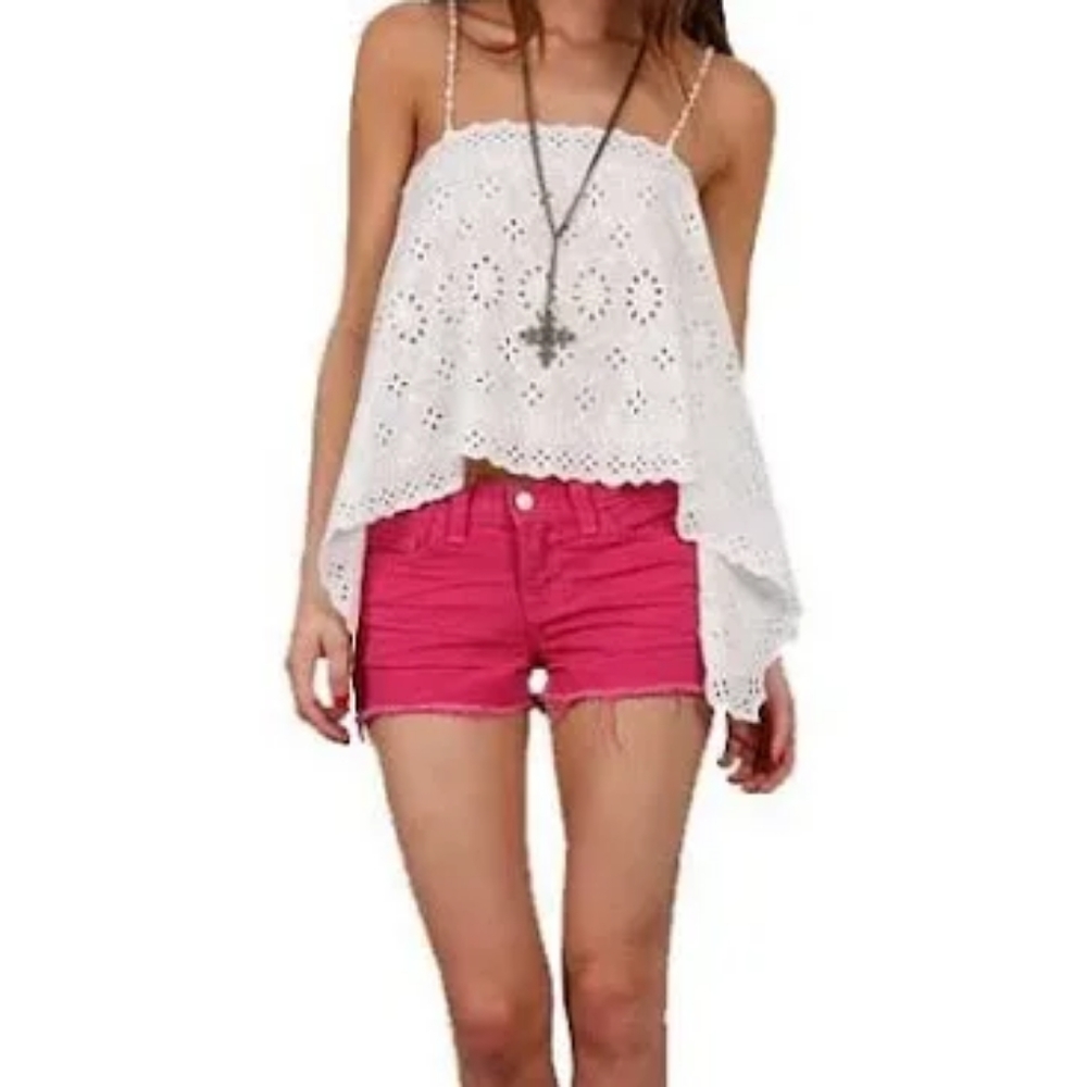 BOGO People till Sunday! Free People New Romantics Wildflower Eyelet Cami White